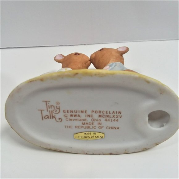 Porcelain Figurines 3pc VTG Tiny Talk Mice Frog Egg 1970's WWA Music Kiss Japan - Picture 6 of 9